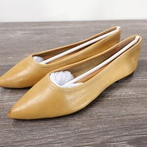 New! Frye Shoes Womens Size 6 Yellow Heather Ballet Leather Flats Pointed Toe